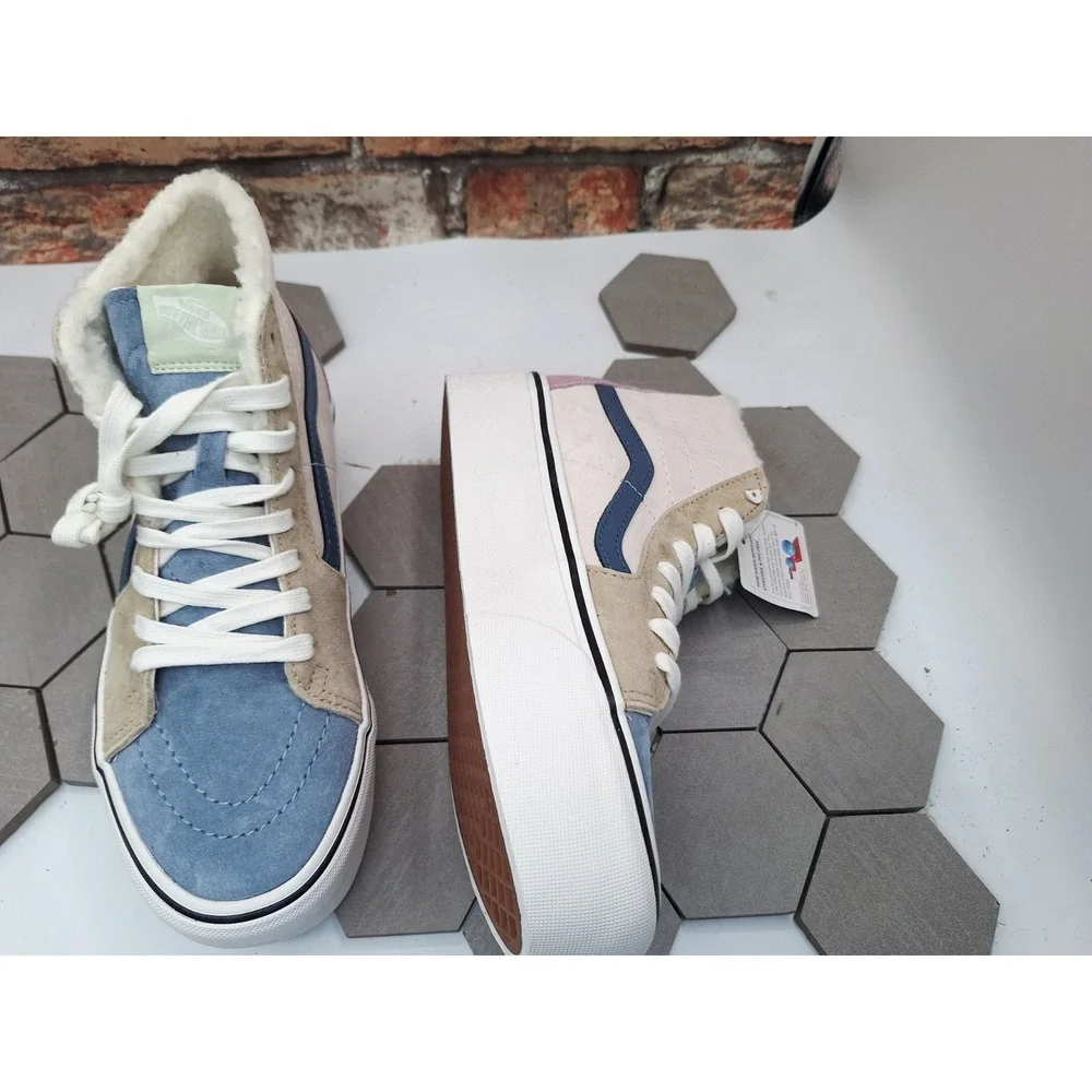 VANS Old Stack Platform Lift Shoes Sk8 Sherpa Faux Fur Stackform Women Sz 8 Knu